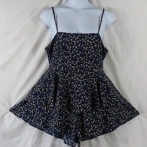 Summer Romper Women's Blue Floral Open Back Summer Tiered Plus Size 2X